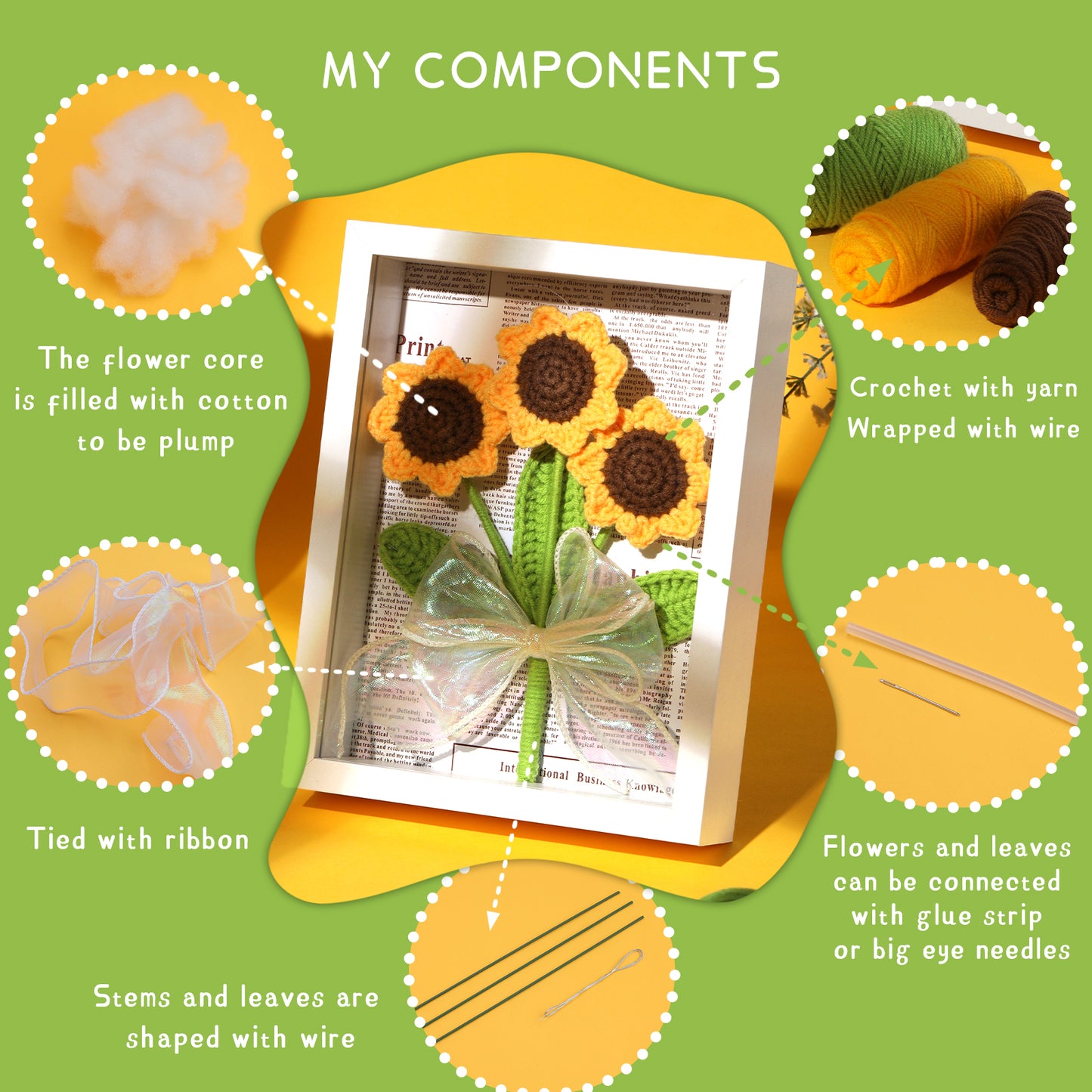 Sunflower Picture Frame Crochet Kit – Beginner