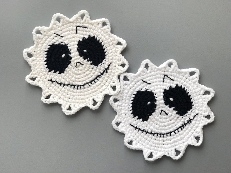 Halloween Skeleton Coaster Crochet Pattern+Finished Crafts+ Crochet Kit
