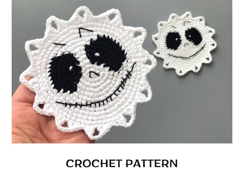 Halloween Skeleton Coaster Crochet Pattern+Finished Crafts+ Crochet Kit