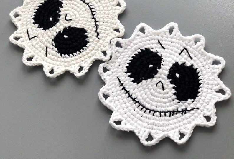 Halloween Skeleton Coaster Crochet Pattern+Finished Crafts+ Crochet Kit