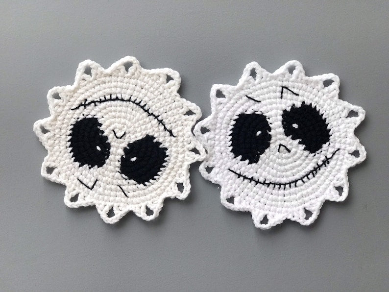 Halloween Skeleton Coaster Crochet Pattern+Finished Crafts+ Crochet Kit