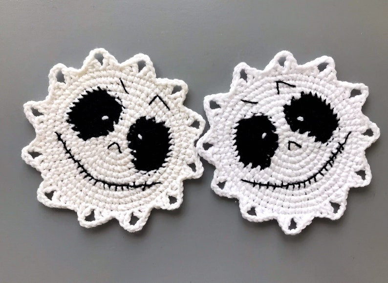 Halloween Skeleton Coaster Crochet Pattern+Finished Crafts+ Crochet Kit