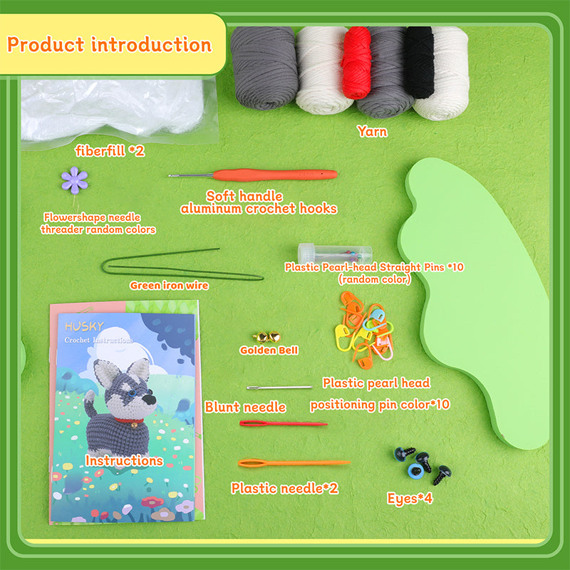 Siberian Husky Puppy Crochet Kit