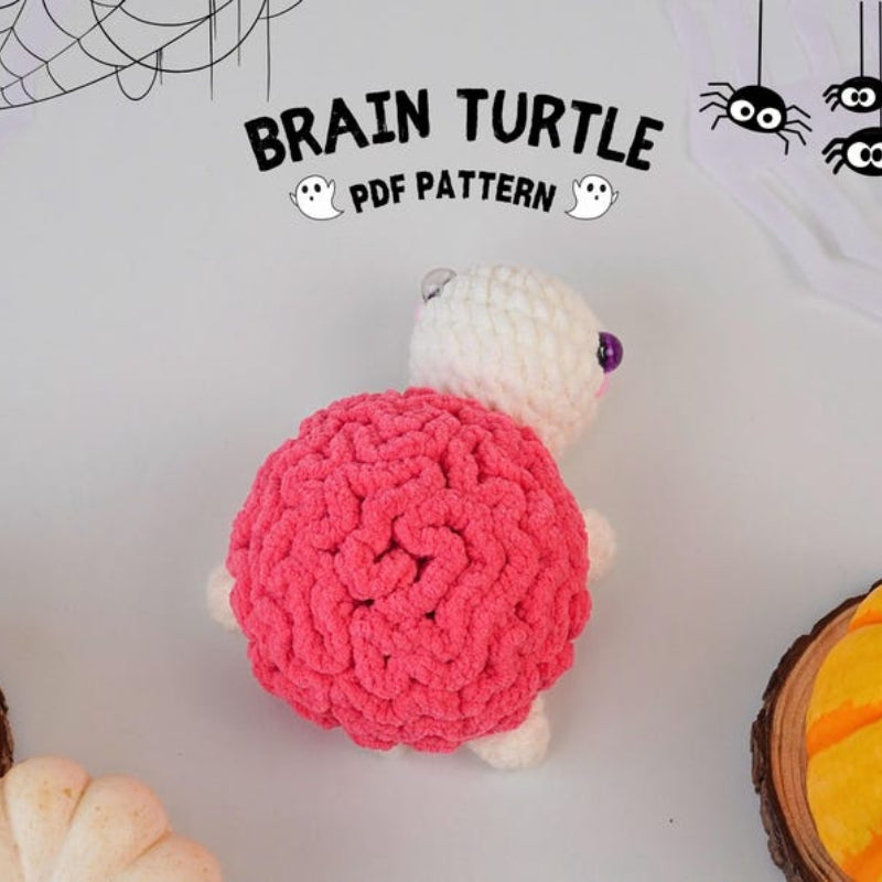 Halloween Brain Turtle No Sew Crochet Pattern +Finished Crafts+ Crochet Kit