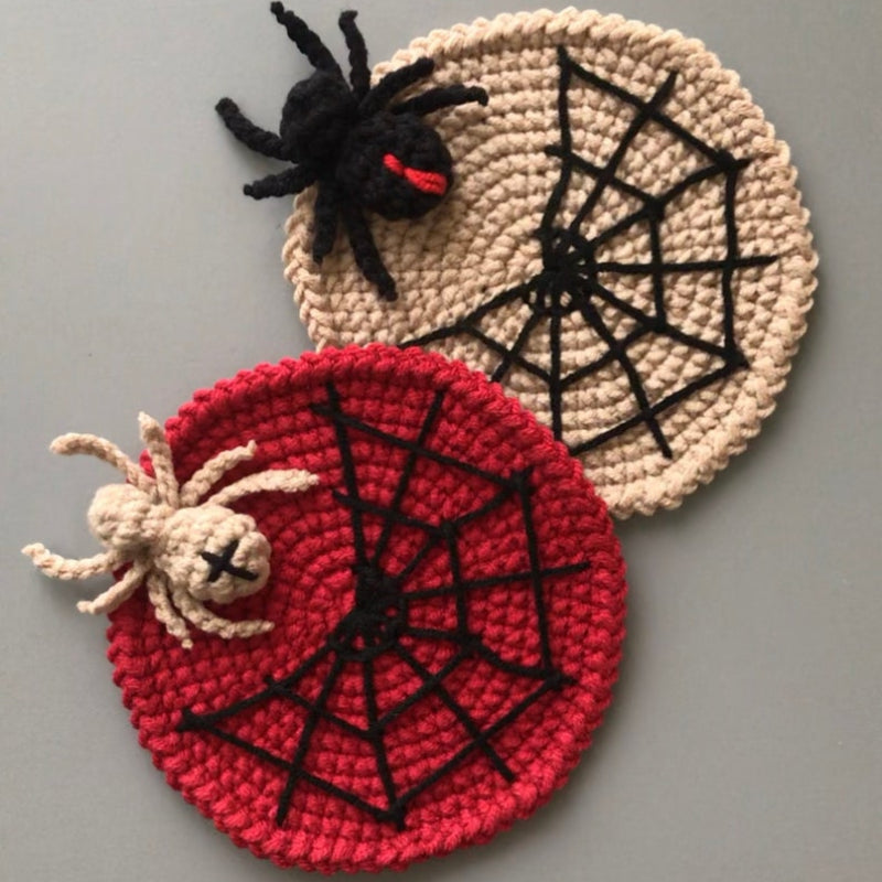 Halloween Spider Coaster Crochet Pattern+Finished Crafts+ Crochet Kit