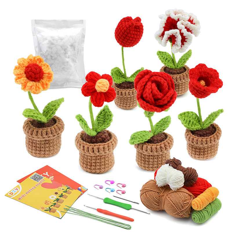 Flower Potted Crochet Kit-6 Pieces