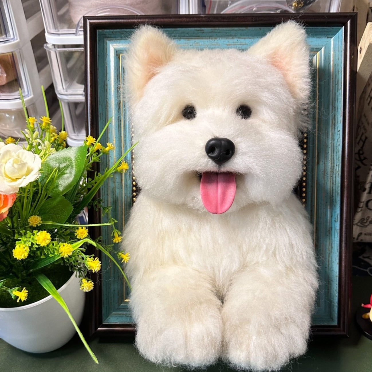 Needle Felt Dog Photo Frame Customization