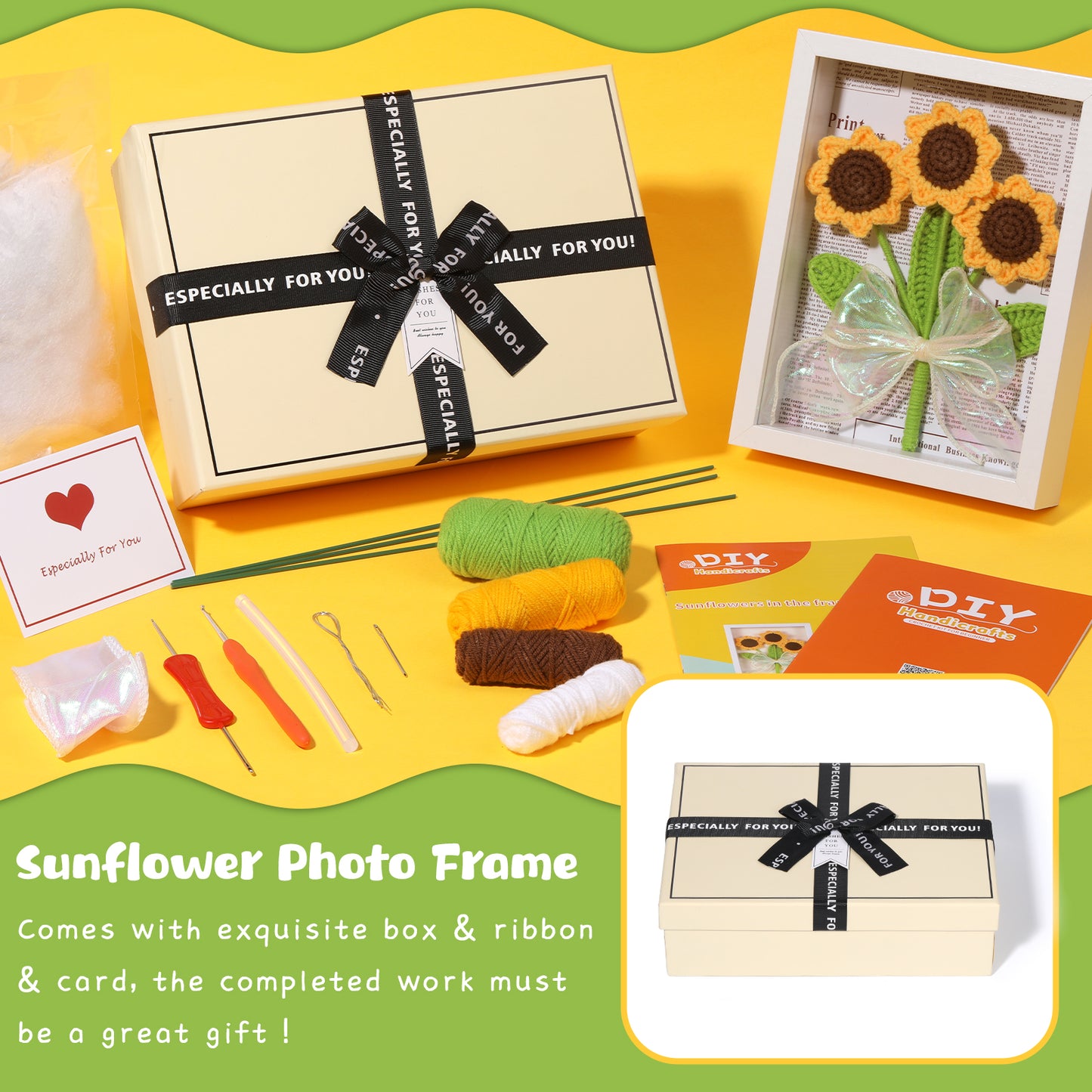 Sunflower Picture Frame Crochet Kit – Beginner