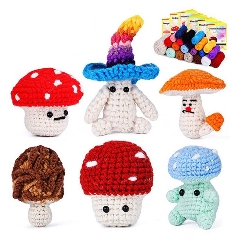 Colorful Mushroom Crochet Kit (6 pieces)