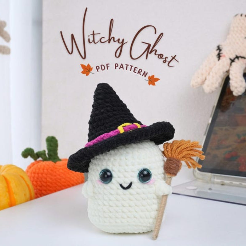 Halloween Witchy Ghost Crochet Pattern+Finished Crafts+Crochet Kit