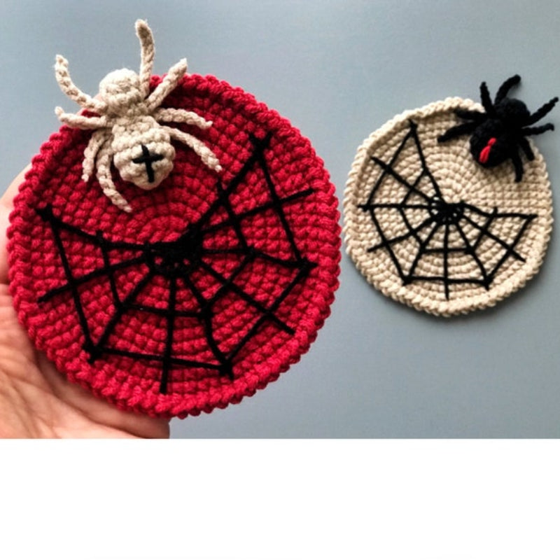 Halloween Spider Coaster Crochet Pattern+Finished Crafts+ Crochet Kit