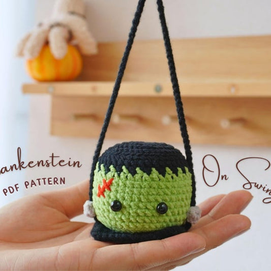 Halloween Frankenstein On Swing Crochet Pattern+Finished Crafts+ Crochet Kit