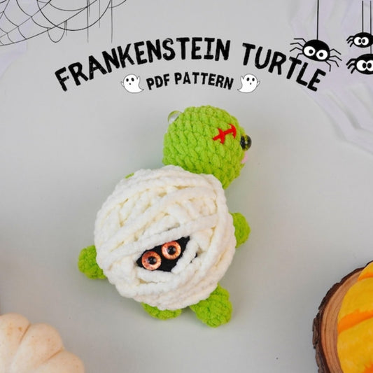 Halloween Frankenstein Turtle No Sew Crochet Pattern +Finished Crafts+ Crochet Kit