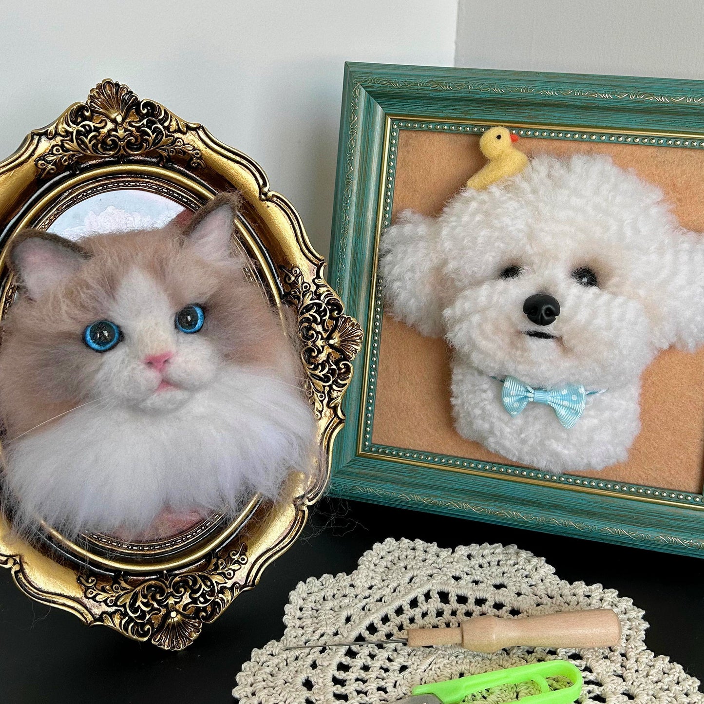 Needle Felt Dog Photo Frame Customization