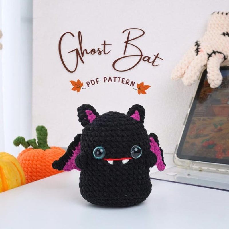 Halloween Ghost Bat Crochet Pattern+Finished Crafts+Crochet Kit