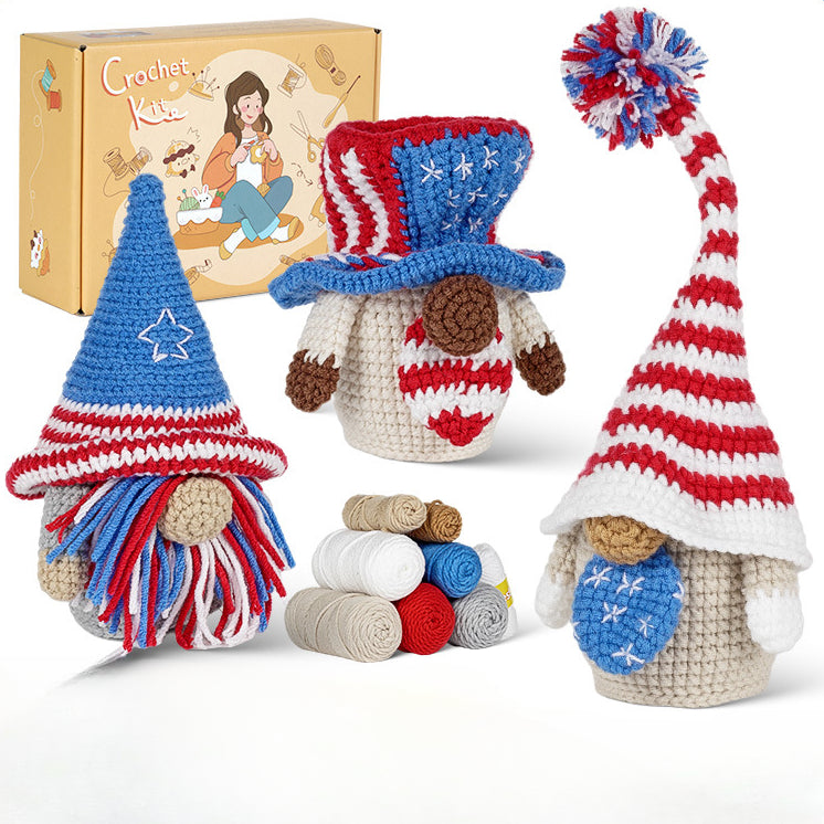 Independence Day Gnome Doll Ornament Crochet Kit