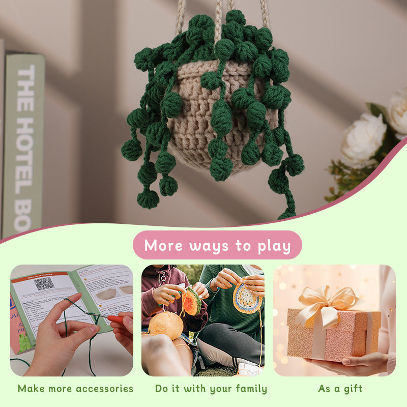 Green Bean Plant Hanging Basket Crochet Kit