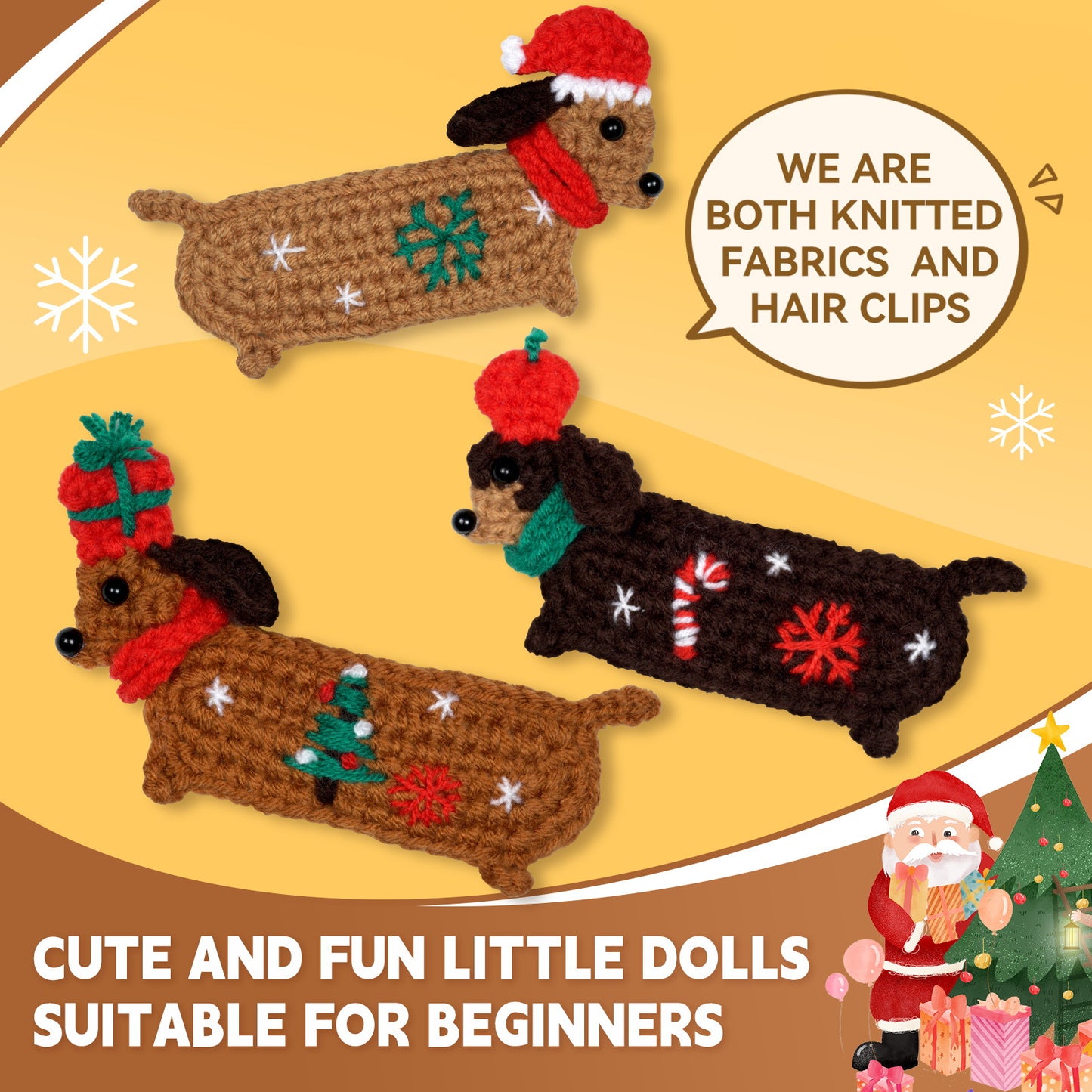 Christmas Dachshund Hairpin Crochet Kit