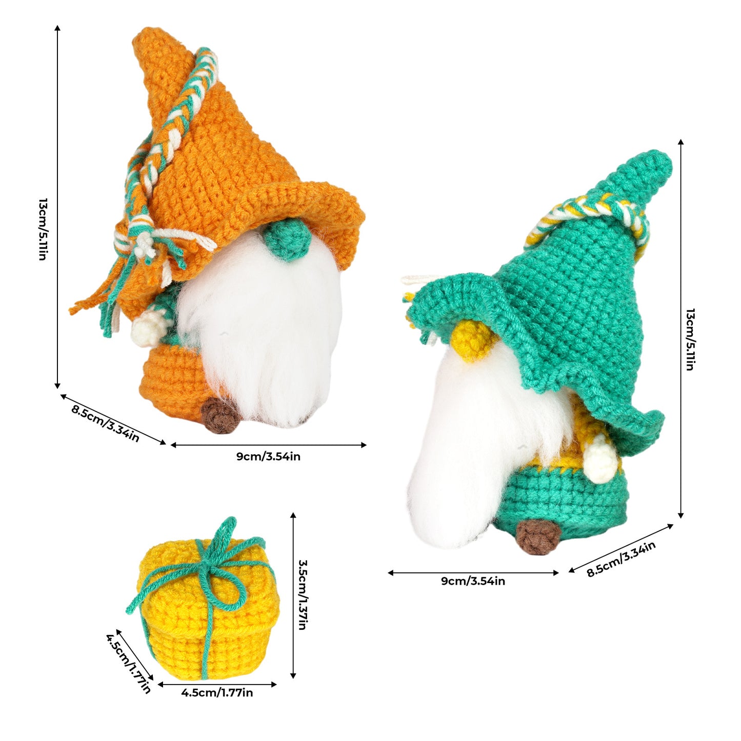 Orange and Green Gnome Doll Ornament Crochet Kit