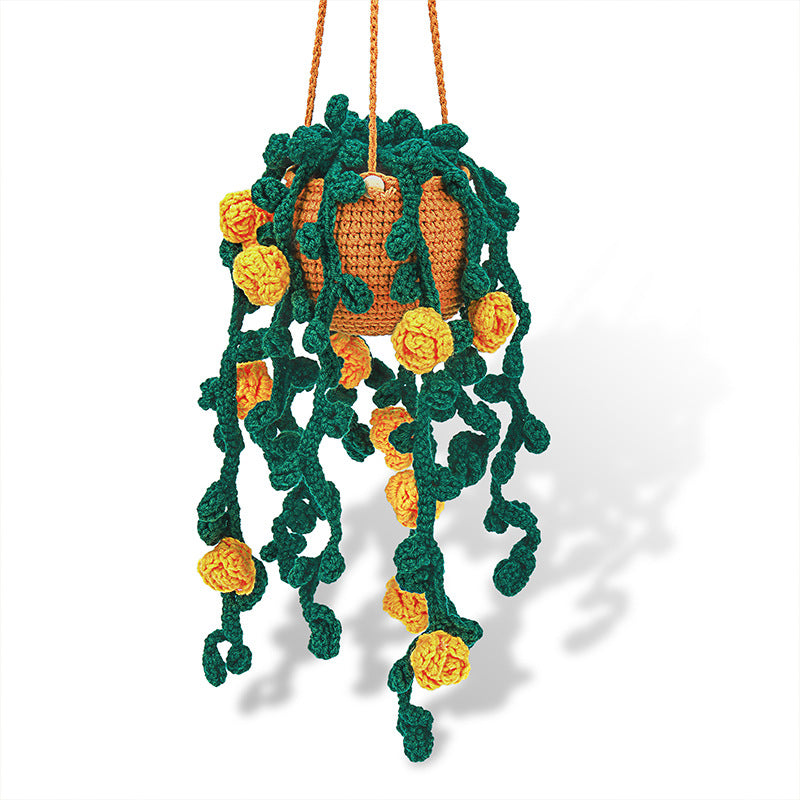 Yellow Flower Plant Hanging Basket Crochet Kit