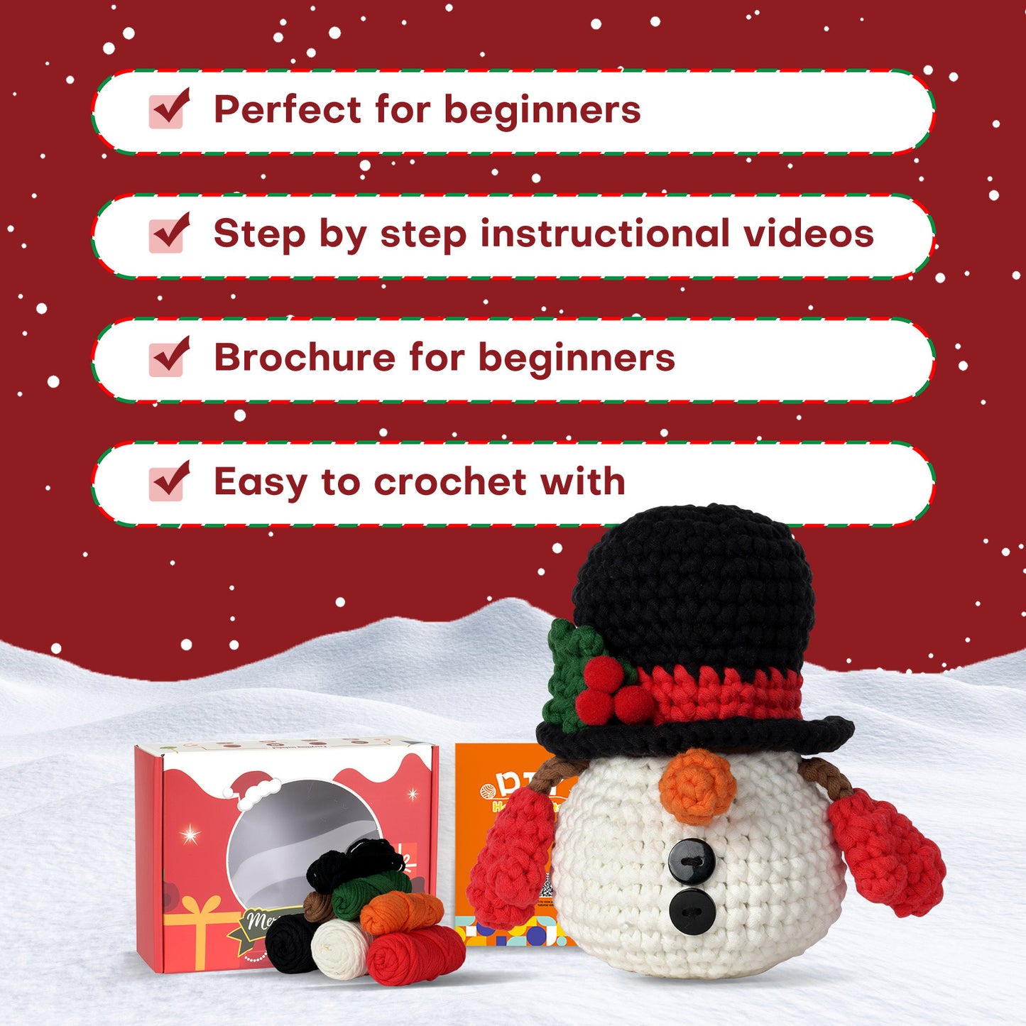 Christmas Snowman Storage Box Crochet Kit