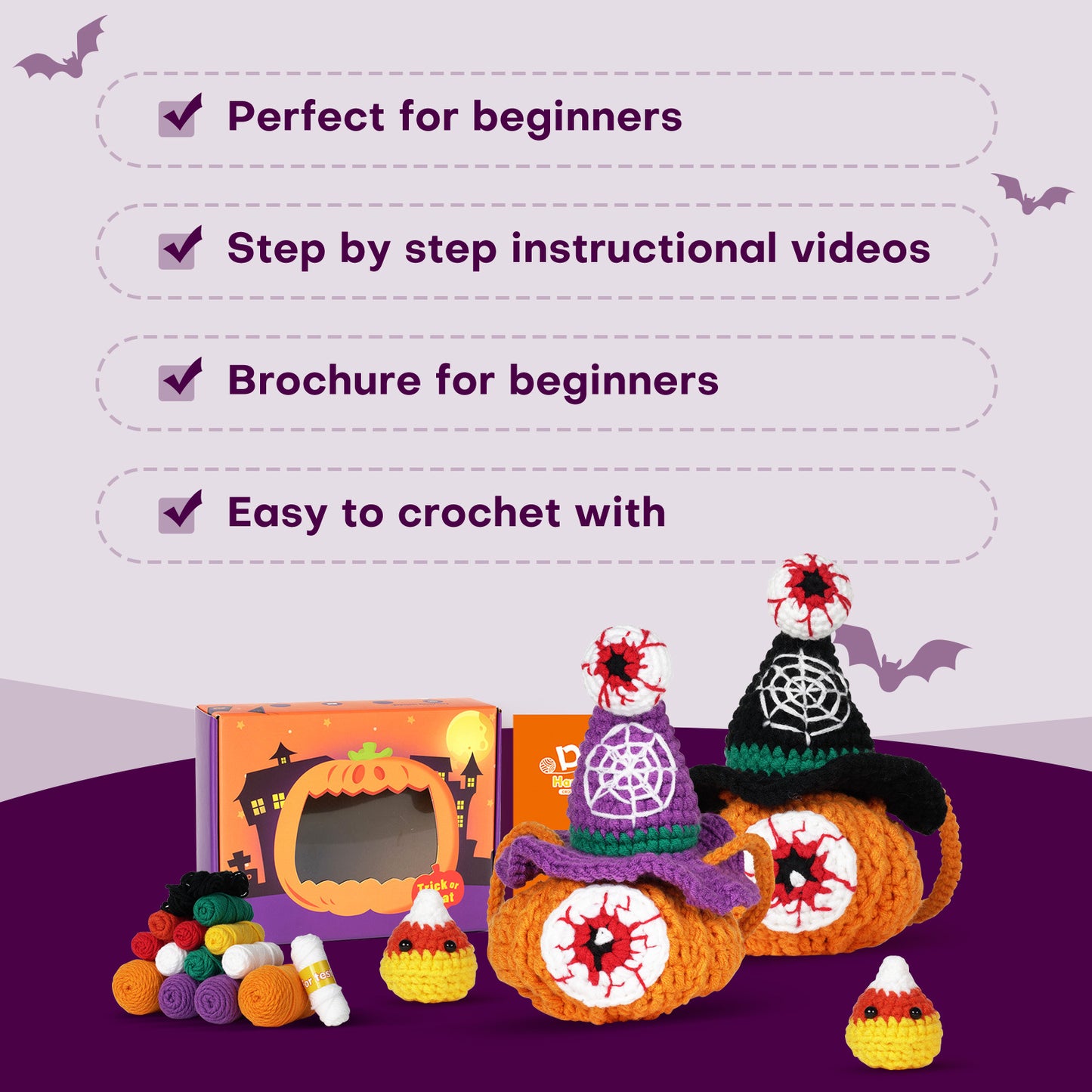 Halloween Pumpkin Backpack Crochet Crafts + Crochet Kit