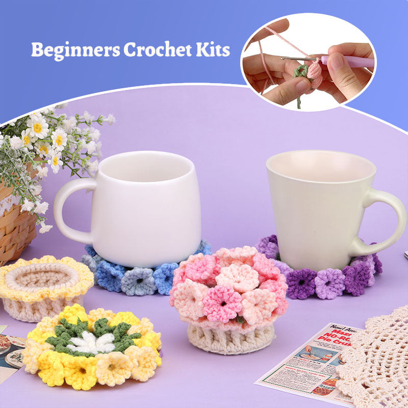 Two-color Potted Coaster Crochet Kit （4 pieces）