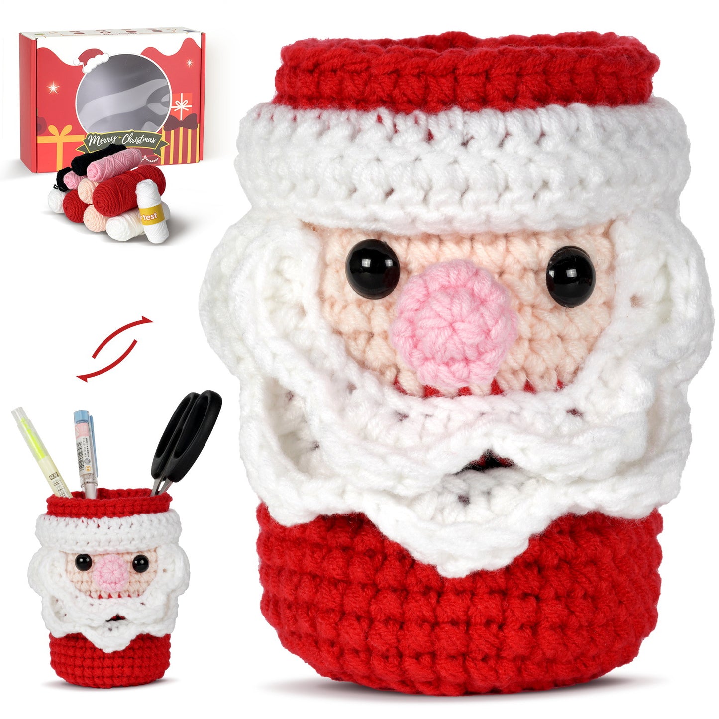 Christmas Santa Claus Pen Holder Crochet Kit