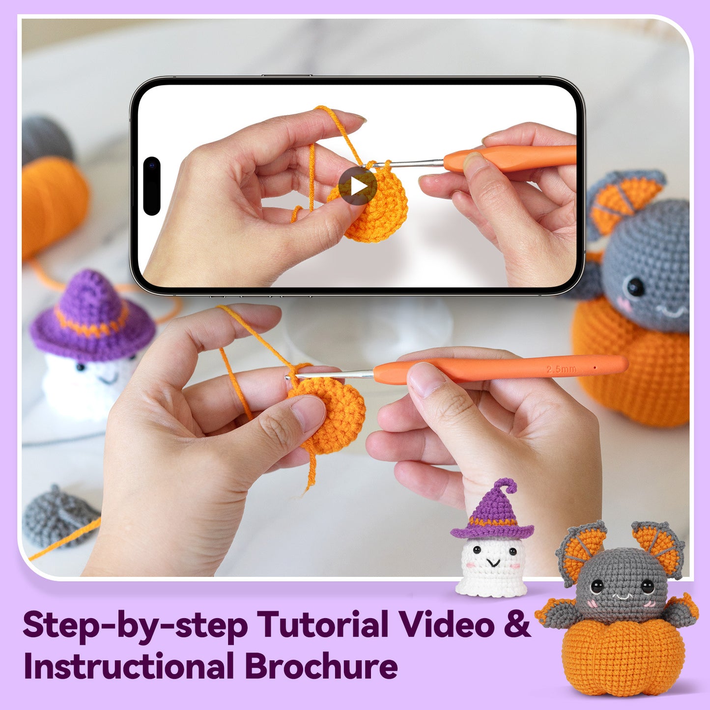 Halloween Bat Pumpkin Crochet Crafts + Crochet Kit