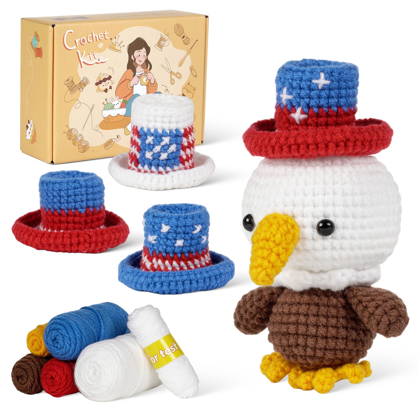 Independence Day Hat Eagle Doll Ornament Crochet Kit