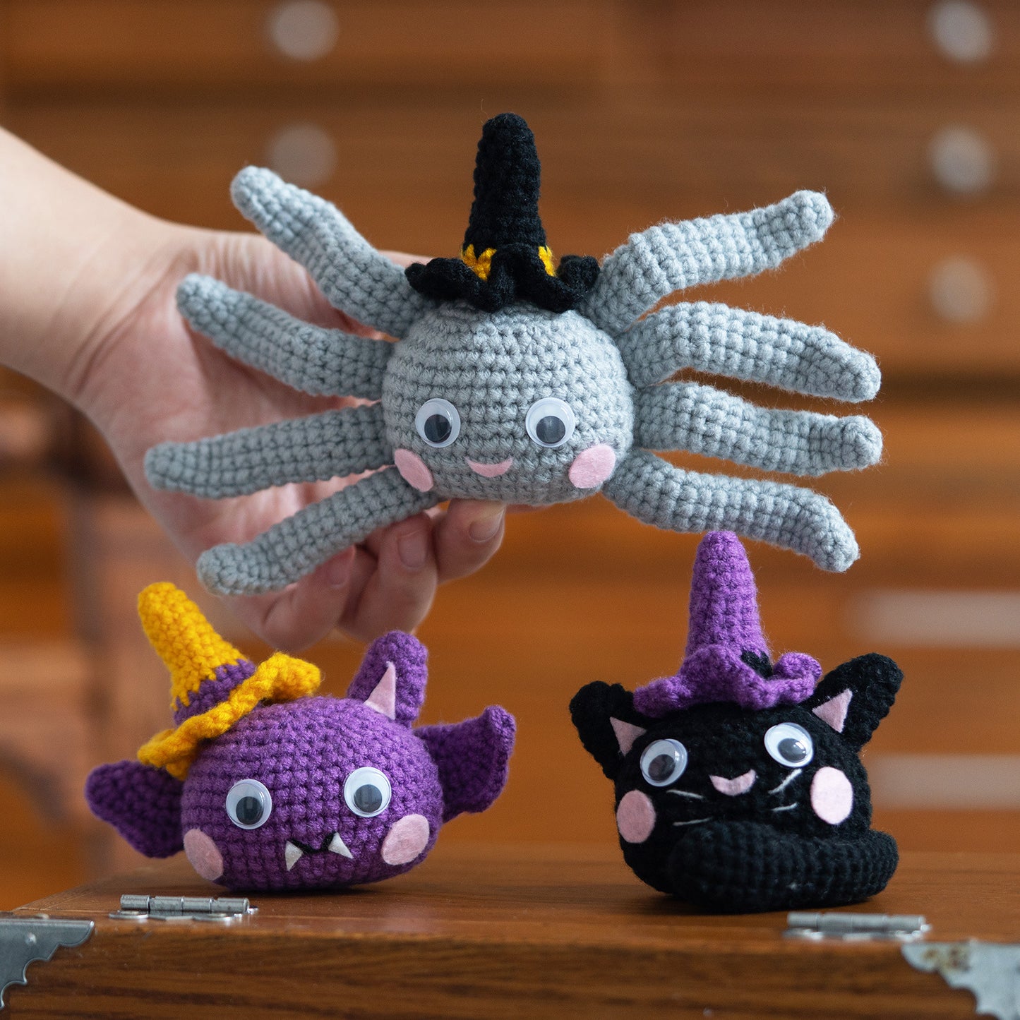 Halloween Cat & Spider & Bat Crochet Crafts + Crochet Material Kit