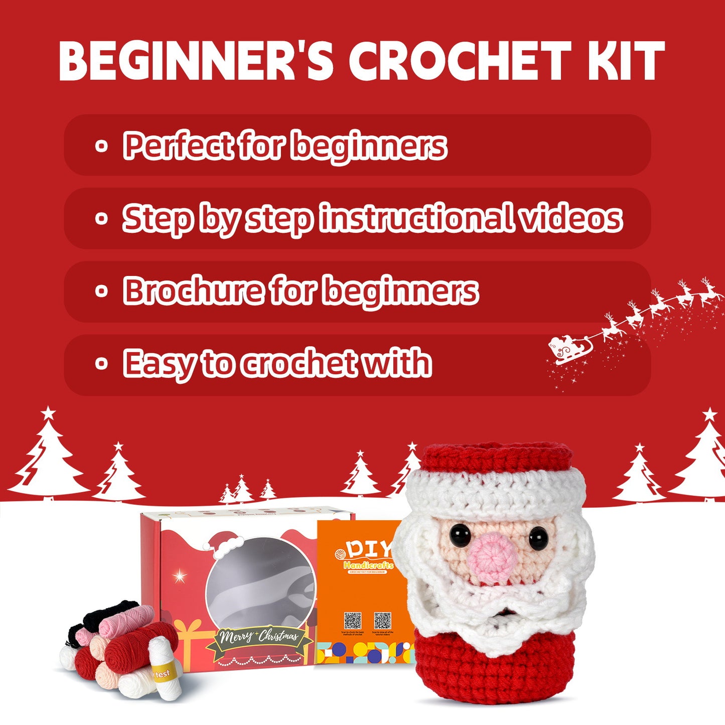 Christmas Santa Claus Pen Holder Crochet Kit