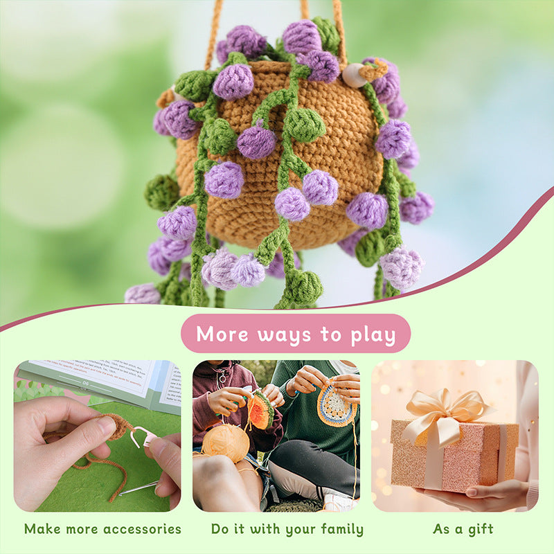 Light Purple Plant Hanging Basket Crochet Kit