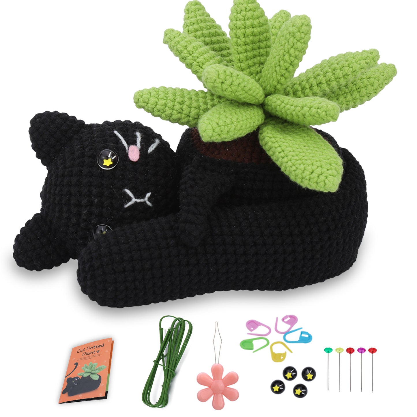 Black Cat Plant Potted Crochet Kit