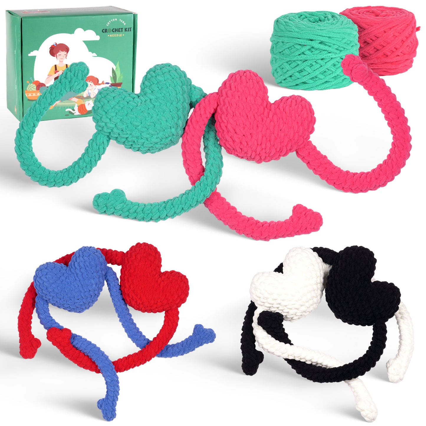 Heart Hug Doll Crochet Kit-Pink + Green