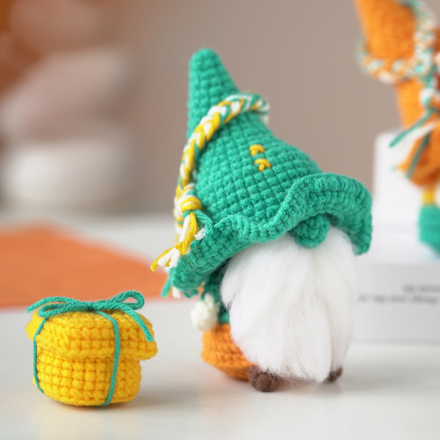 Orange and Green Gnome Doll Ornament Crochet Kit