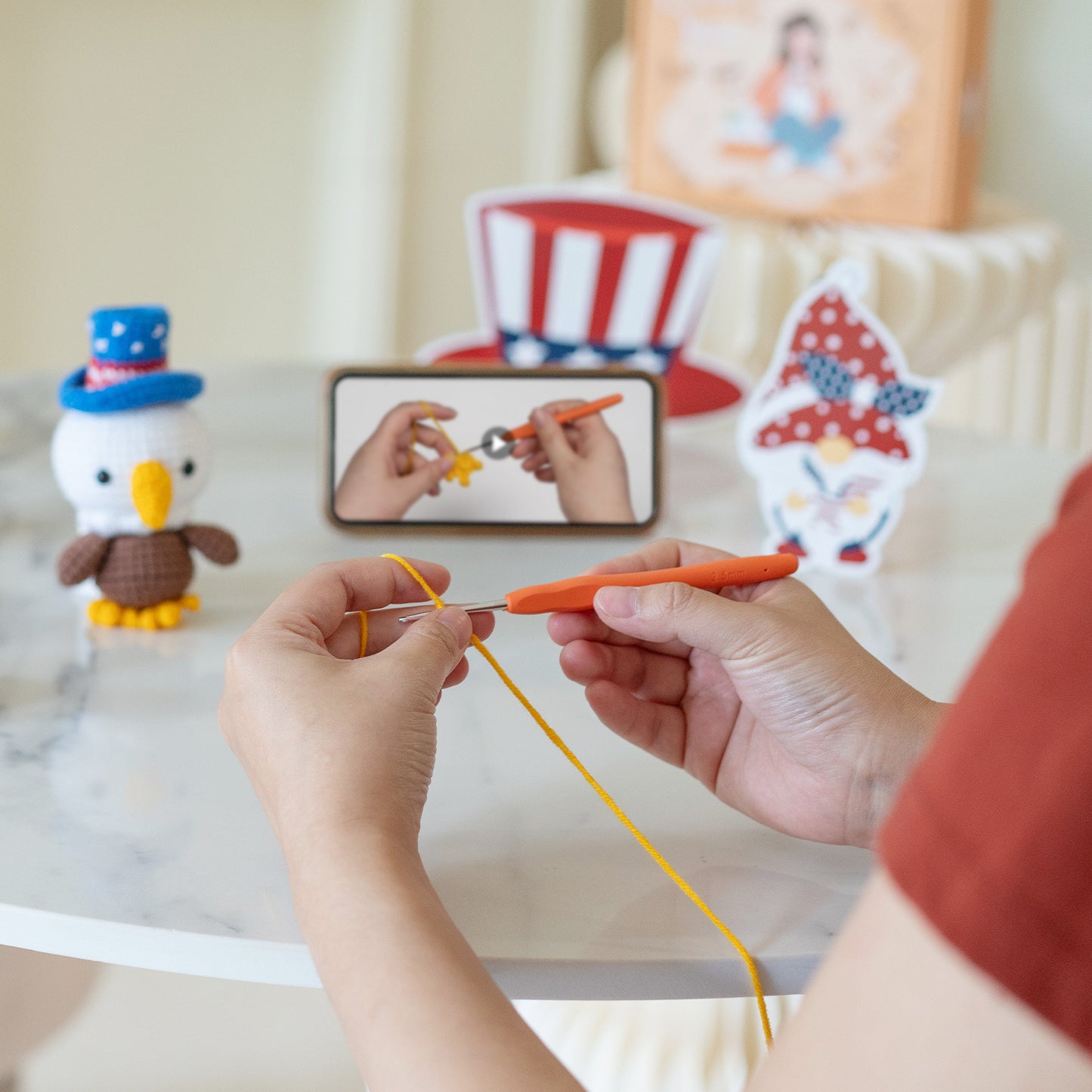 Independence Day Hat Eagle Doll Ornament Crochet Kit