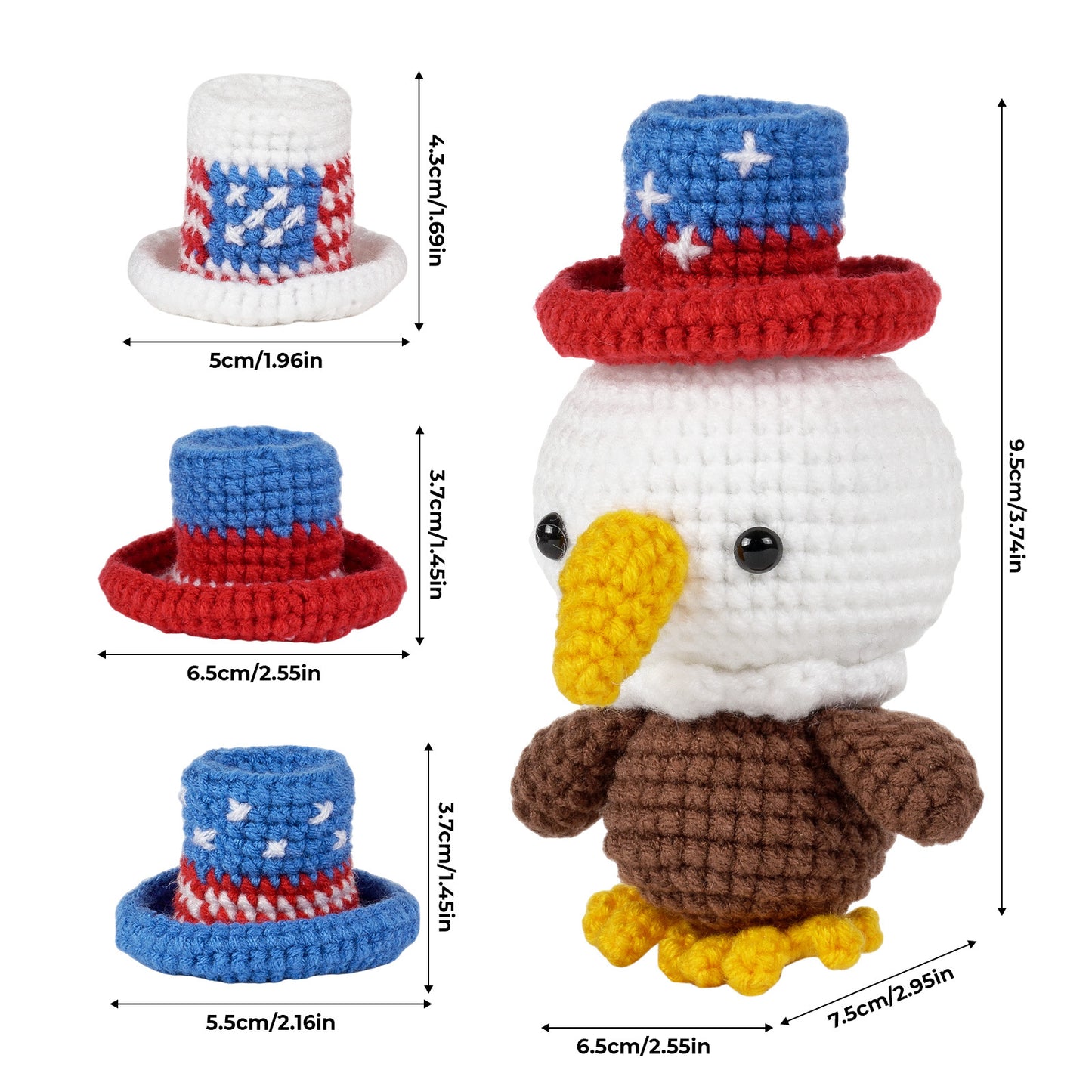 Independence Day Hat Eagle Doll Ornament Crochet Kit