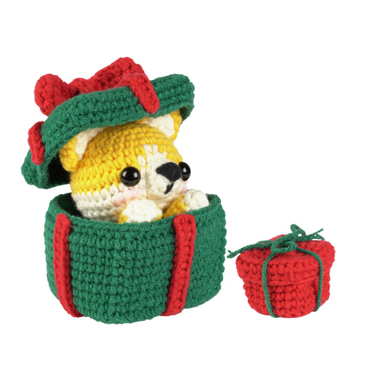 Christmas Puppy Gift Box Crochet Kit