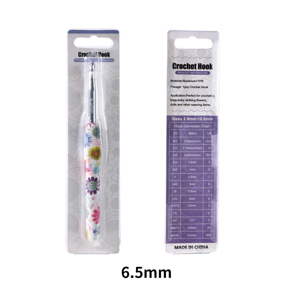 Soft handle printed crochet hook-single pack