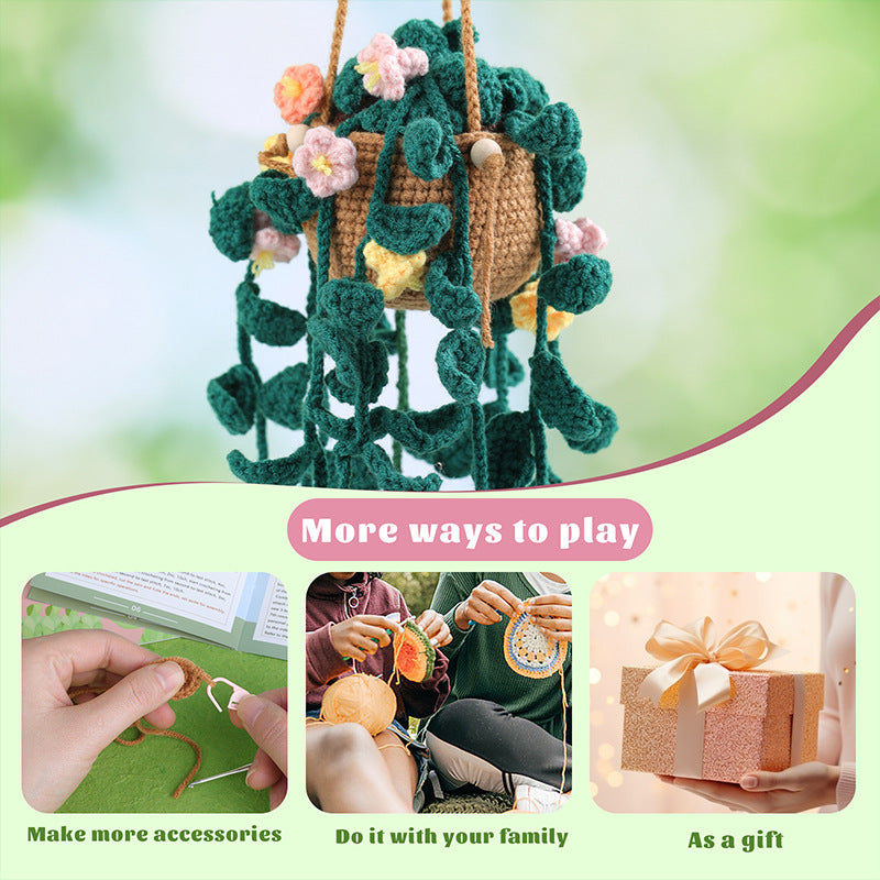 Flower Vine Hanging Basket Plant Pot Crochet Kit