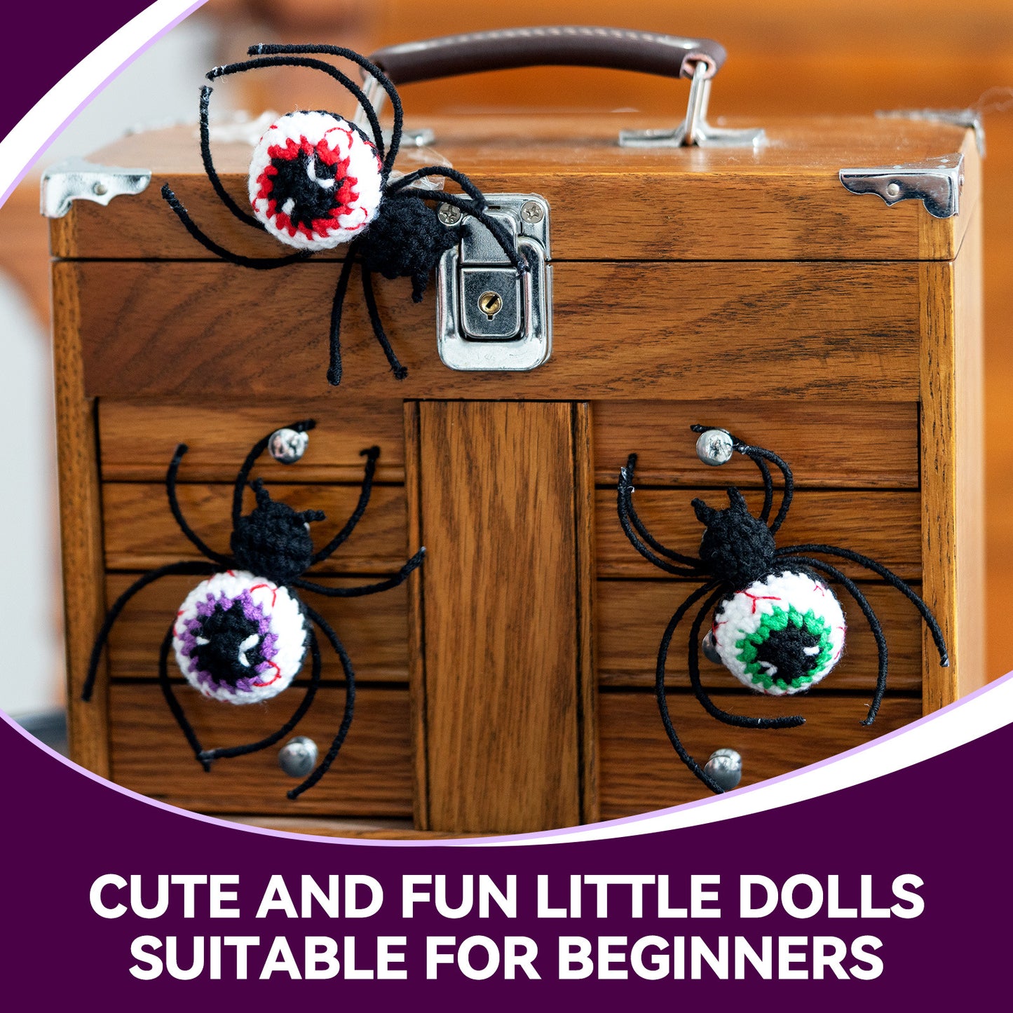 Halloween Eyeball Spider Crochet Crafts+ Material Kit