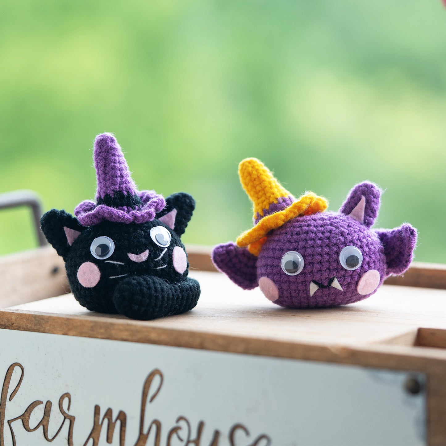 Halloween Cat & Spider & Bat Crochet Crafts + Crochet Material Kit