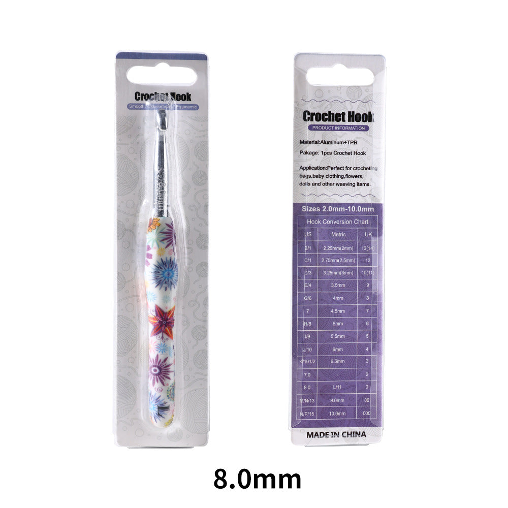 Soft handle printed crochet hook-single pack