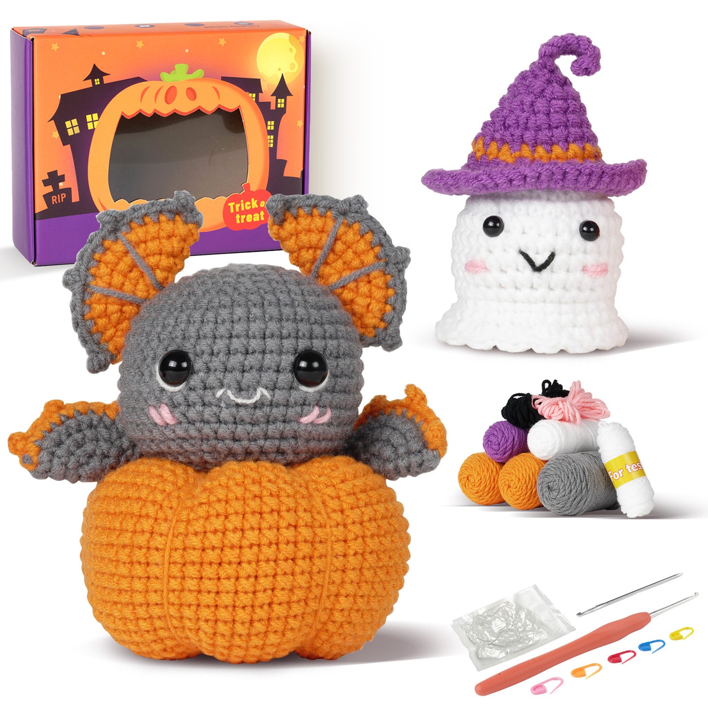 Halloween Bat Pumpkin Crochet Crafts + Crochet Kit