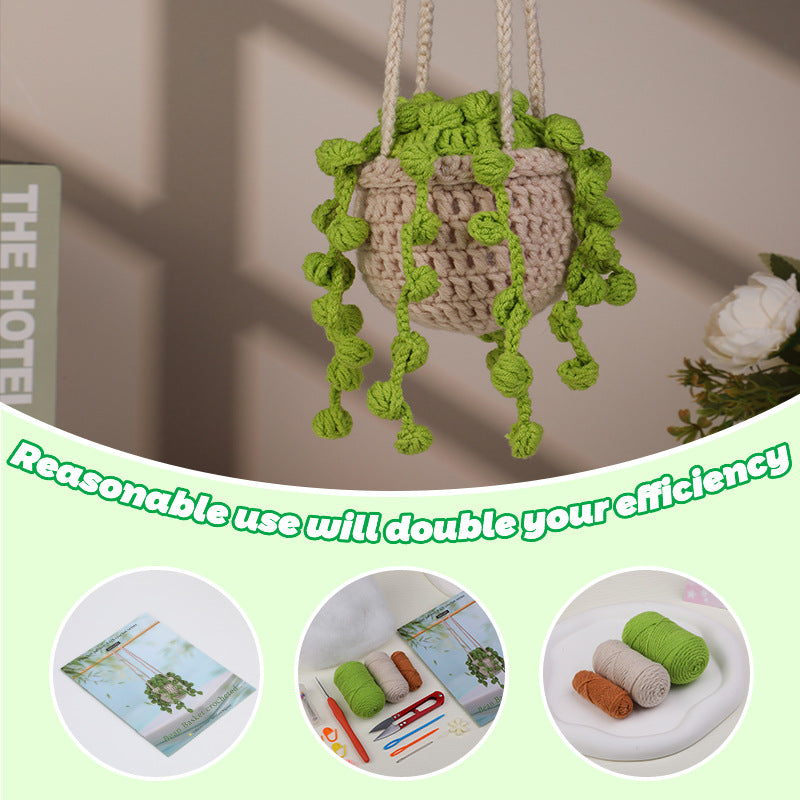 Bud Mung Bean Hanging Basket Plant Potted Crochet Kit