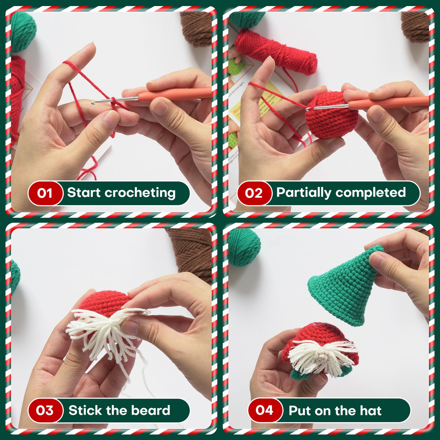 Christmas Gnome Doll Ornament Crochet Kit