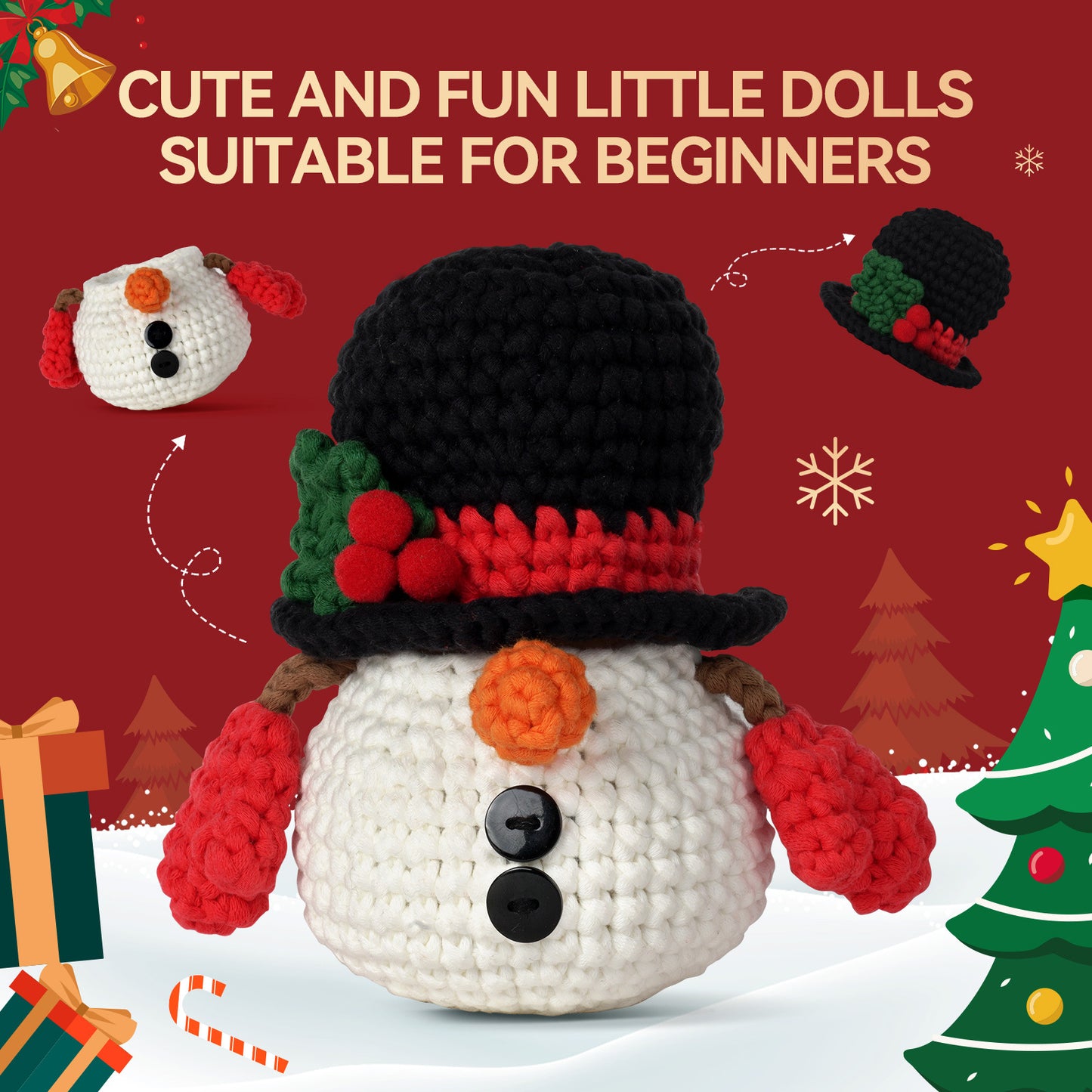 Christmas Snowman Storage Box Crochet Kit