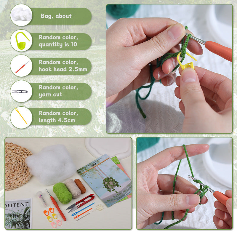 Green Bean Plant Hanging Basket Crochet Kit