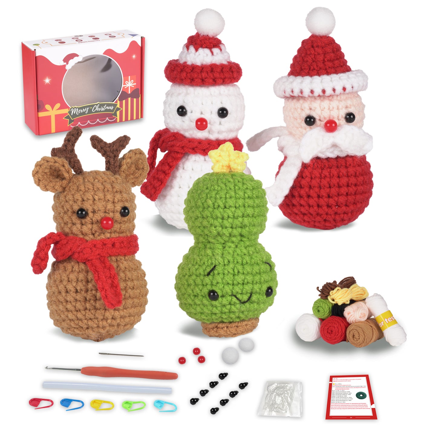 Christmas Snowman Elk Santa Doll Crochet Kit